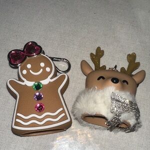 Gingerbread and Reindeer Keychain Set - Brown and Pink
